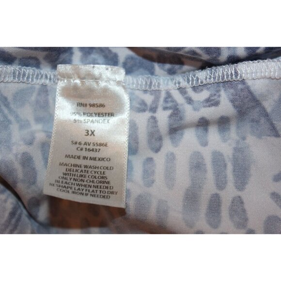 Ava James Womens 3X Blue Geometric Print Short Sleeve Top - Picture 8 of 8